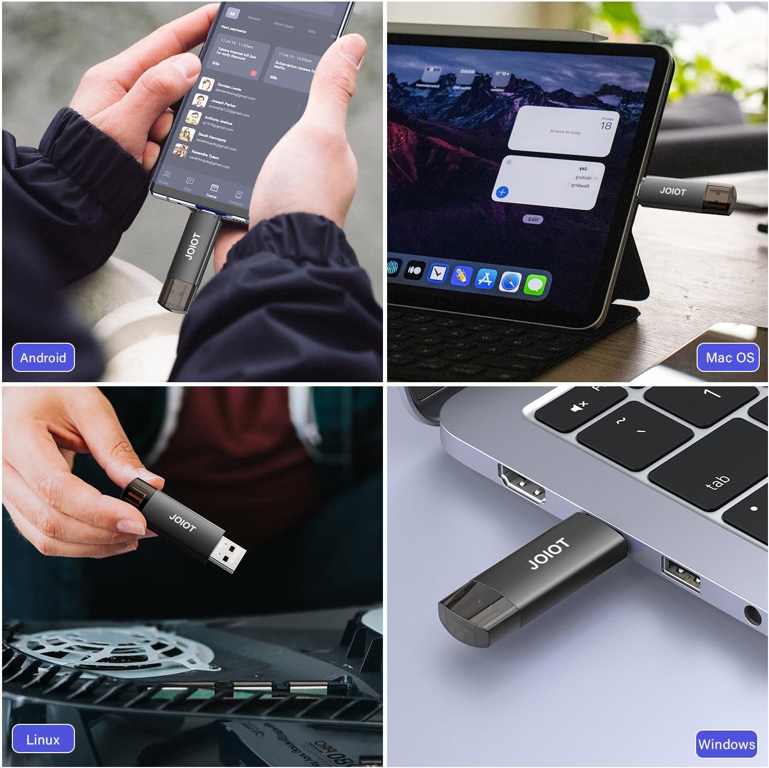 JOIOT 128GB USB C Flash Drive Dual USB 3.0 Flash Drive Type C   USB A Portable Type-C Flash Drive 2-in-1 USB-C Thumb Drive for Smartphone Tablet Computer Mac iPhone 15 Black